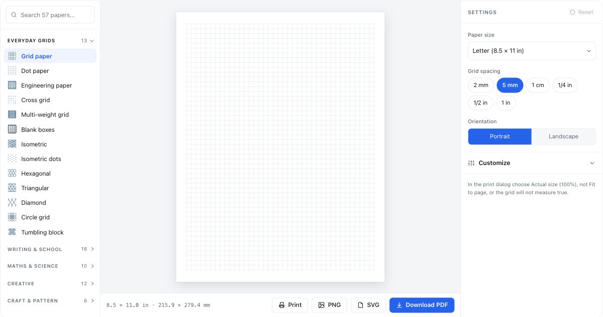 Light Grey Graph Paper — Free Printable PDF