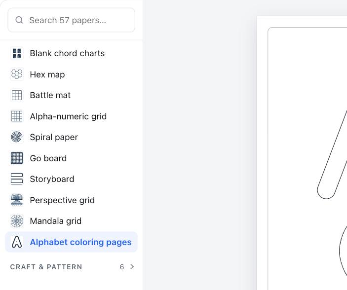 Alphabet Coloring Pages selected in the list of paper types