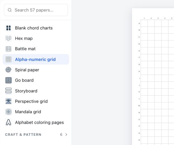 Alphanumeric Grid Paper — Free Printable PDF