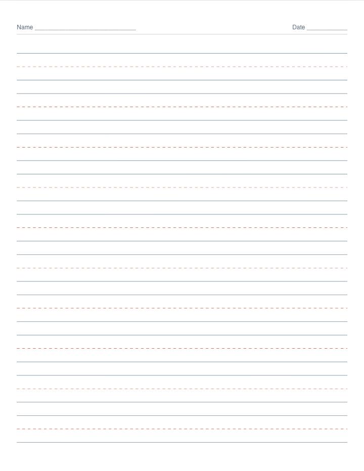 Schreibpapier 1. Klasse auf US Letter, druckbare Mustervorlage