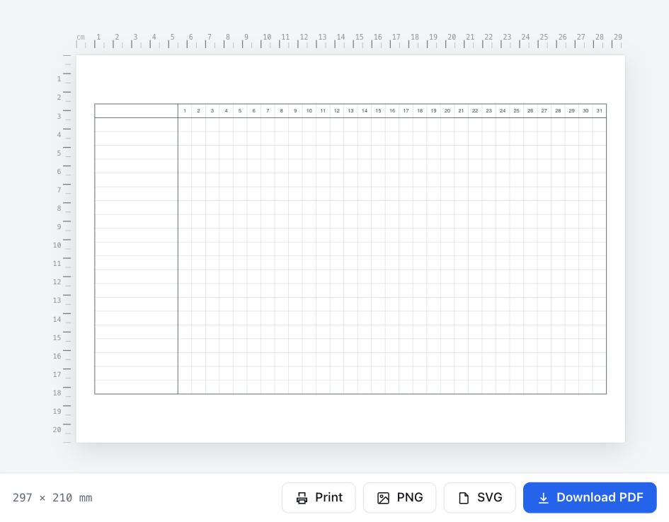 Anteprima di Modello di Habit Tracker con i pulsanti Scarica PDF e Stampa
