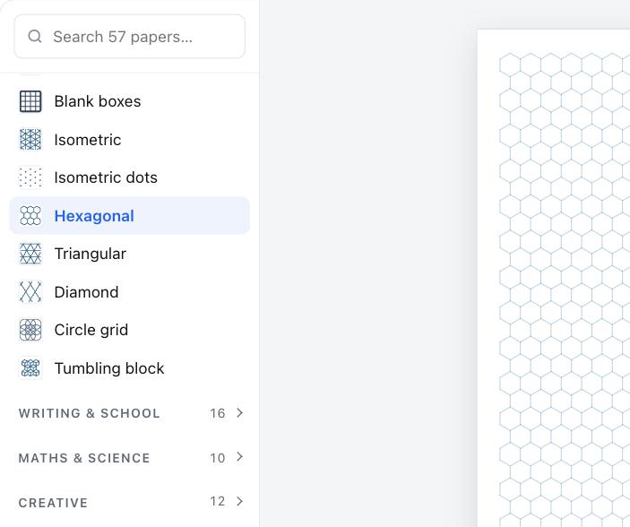 Horizontal Stack Tile Layout Hexagonal Graph Paper — Free Printable Hex Grid