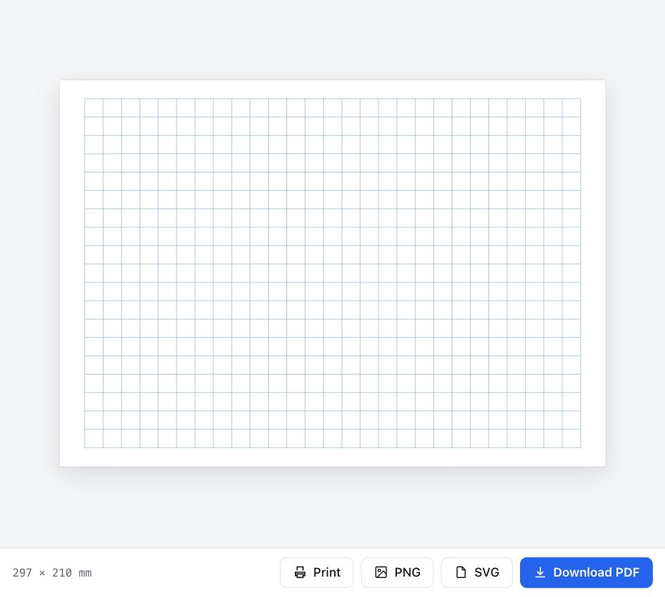 Graph Paper preview with the Download PDF and Print buttons